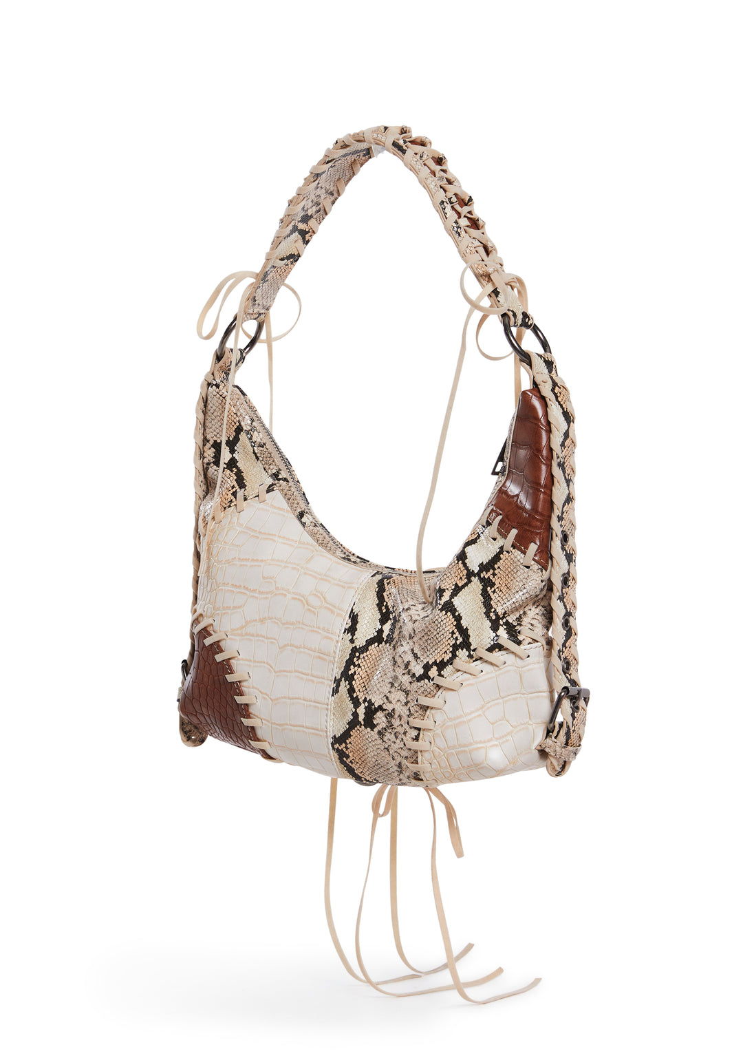 Snake Reptile Patchwork Crescent Shoulder Bag Current Mood - Multi - Image 4