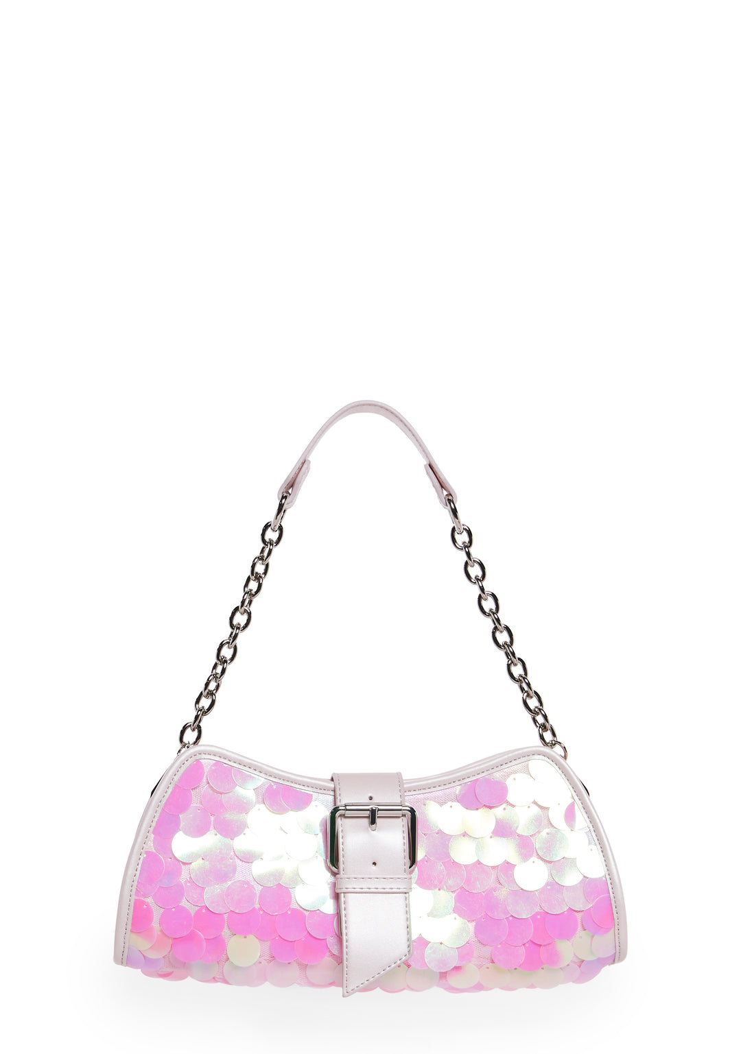 Sequined Iridescent Shoulder Bag Clutch Sugar Thrillz - Pink