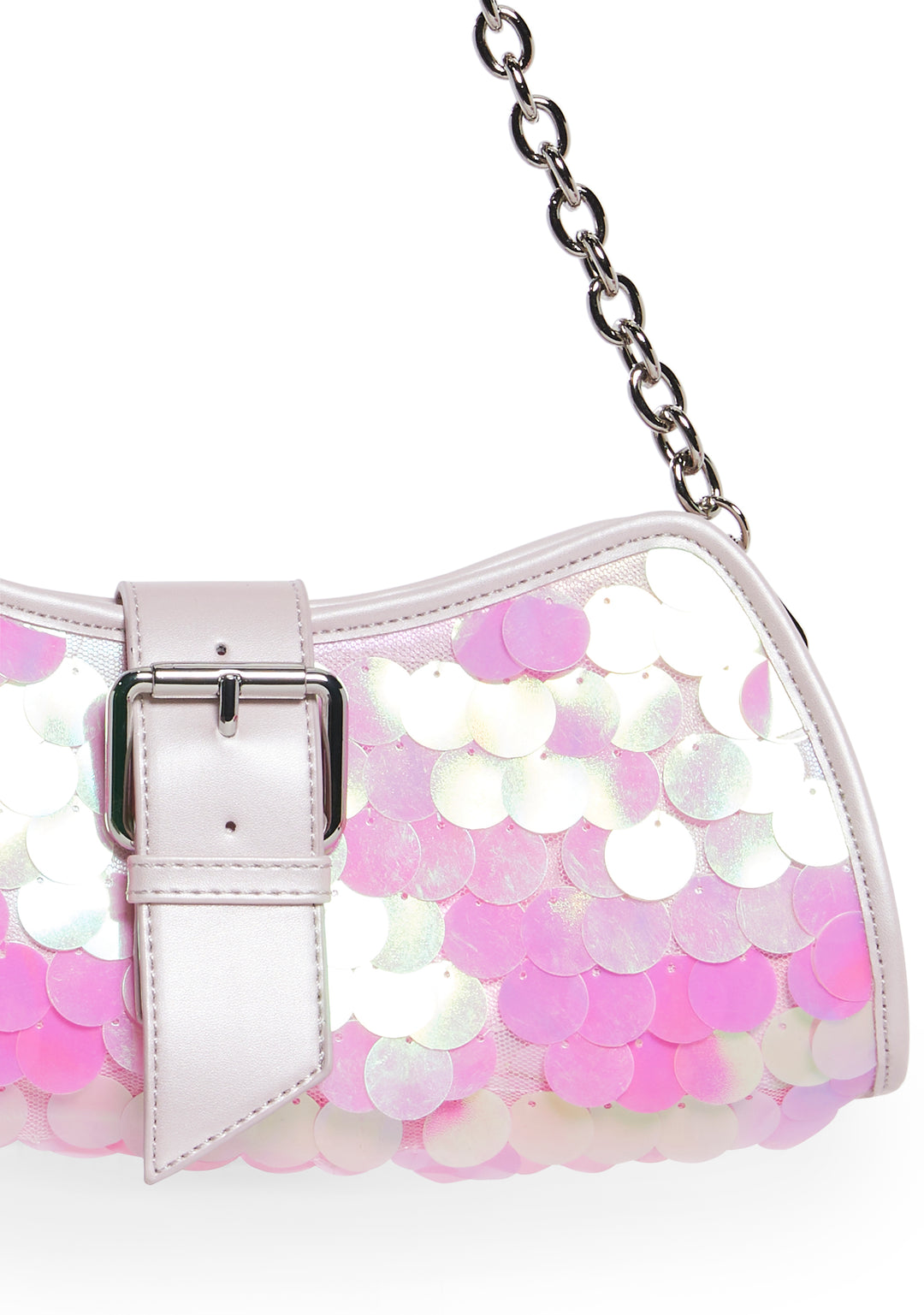 Sequined Iridescent Shoulder Bag Clutch Sugar Thrillz - Pink - Image 5