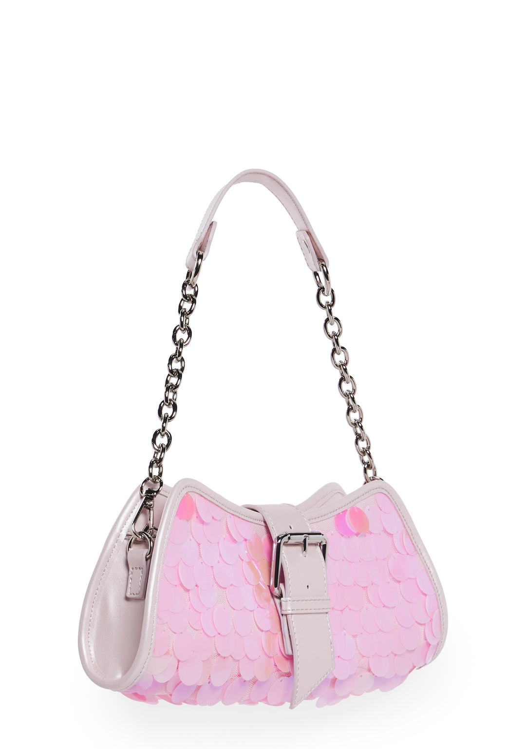 Sequined Iridescent Shoulder Bag Clutch Sugar Thrillz - Pink - Image 4