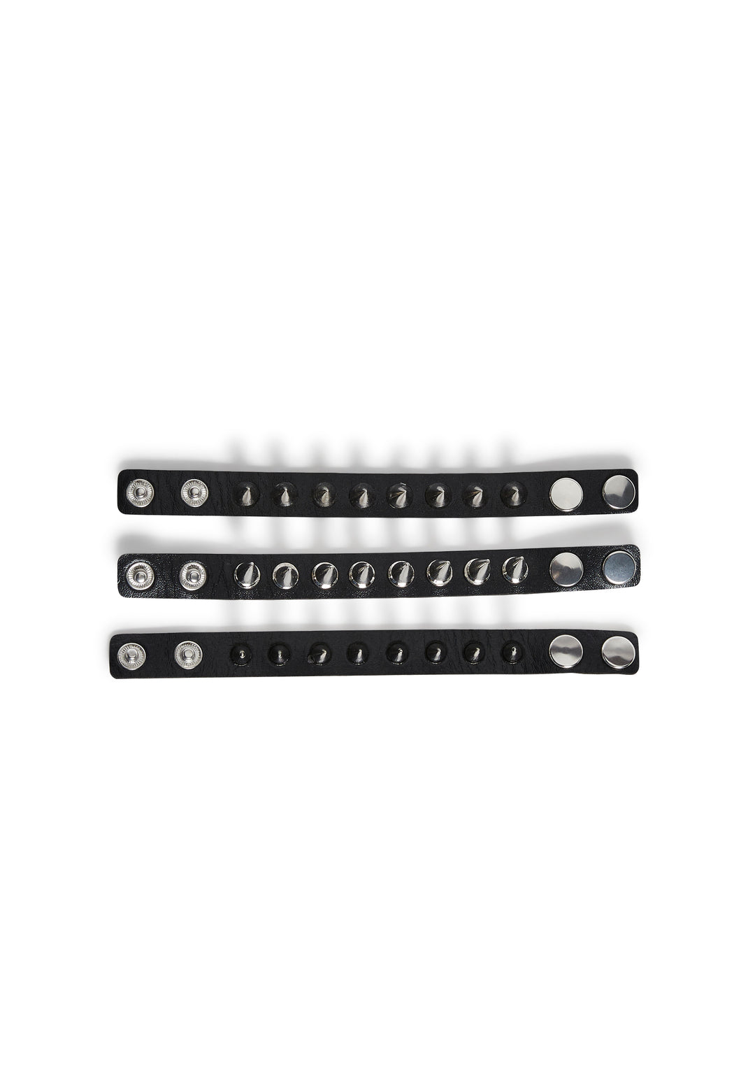 Vegan Leather Spiked Studs Cuff Set - Black - Image 4