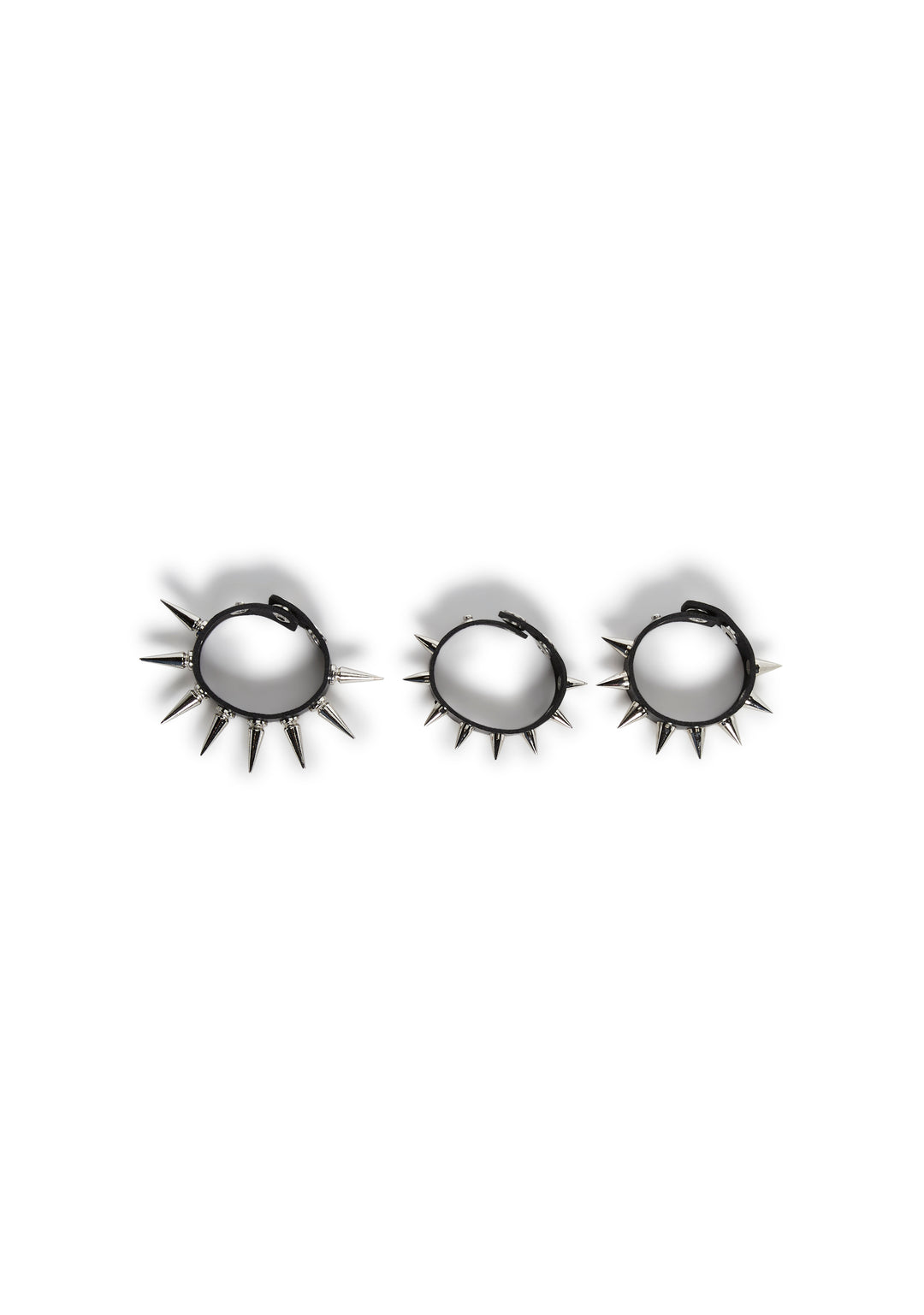 Vegan Leather Spiked Studs Cuff Set - Black - Image 3