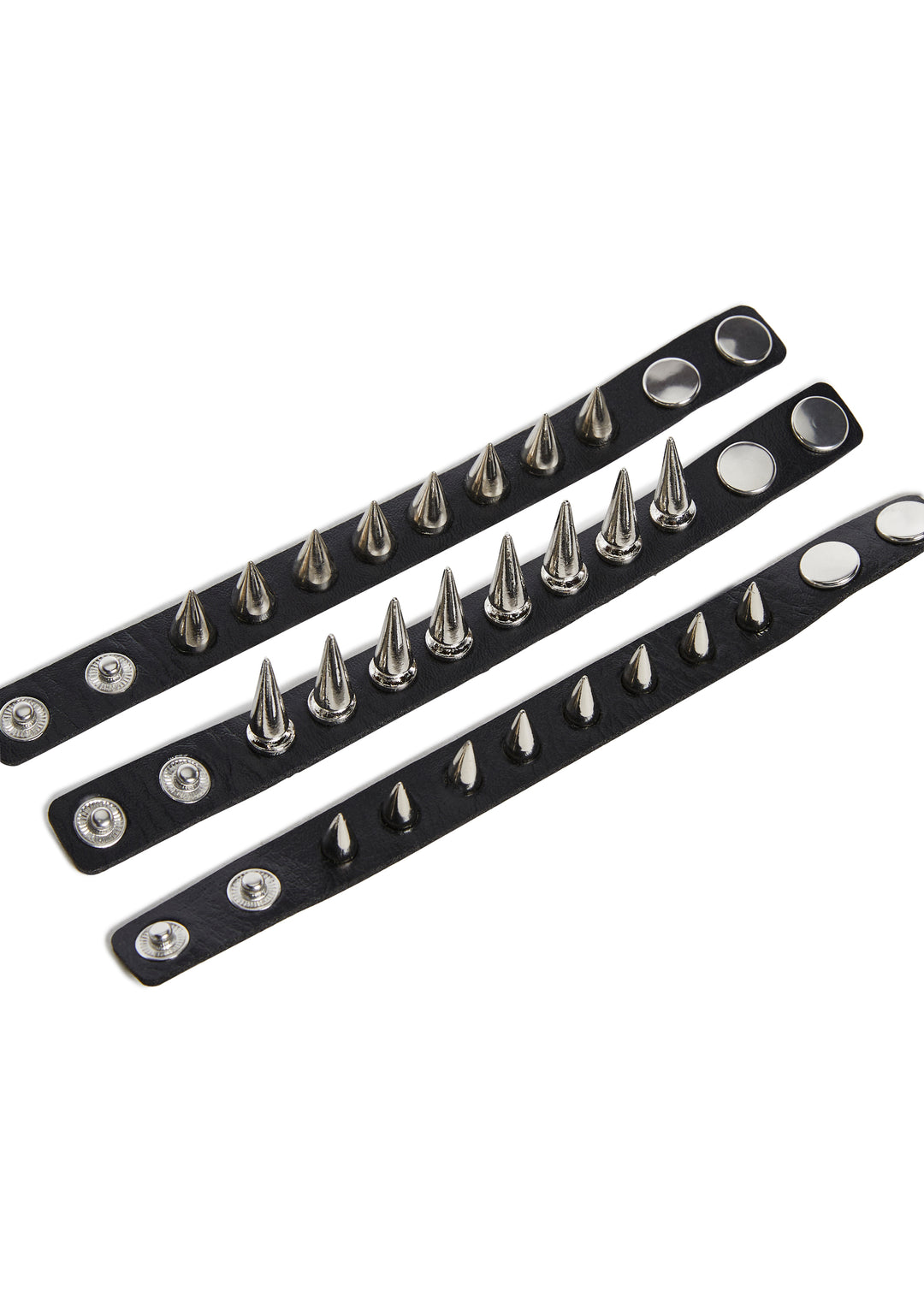 Vegan Leather Spiked Studs Cuff Set - Black - Image 2