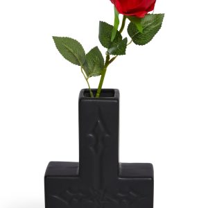 Goth Ceramic Cross Vase - Black