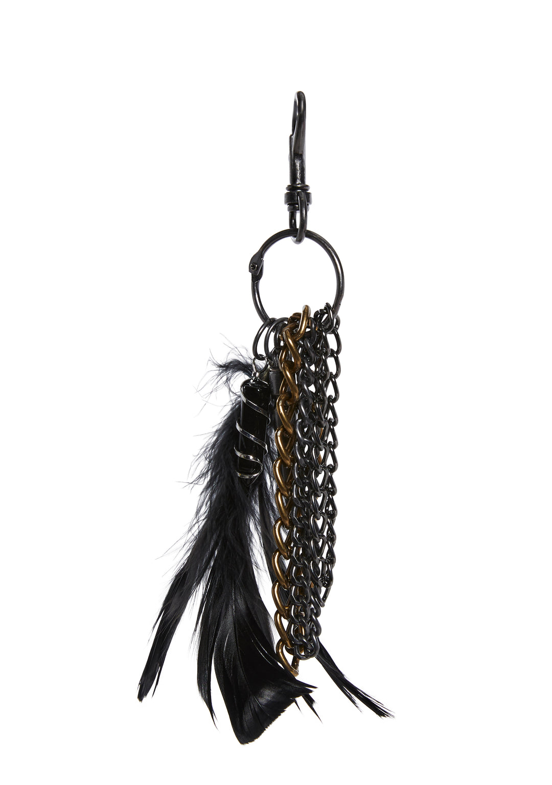 Feather Chainlink Gemstone Keychain - Multi - Image 2