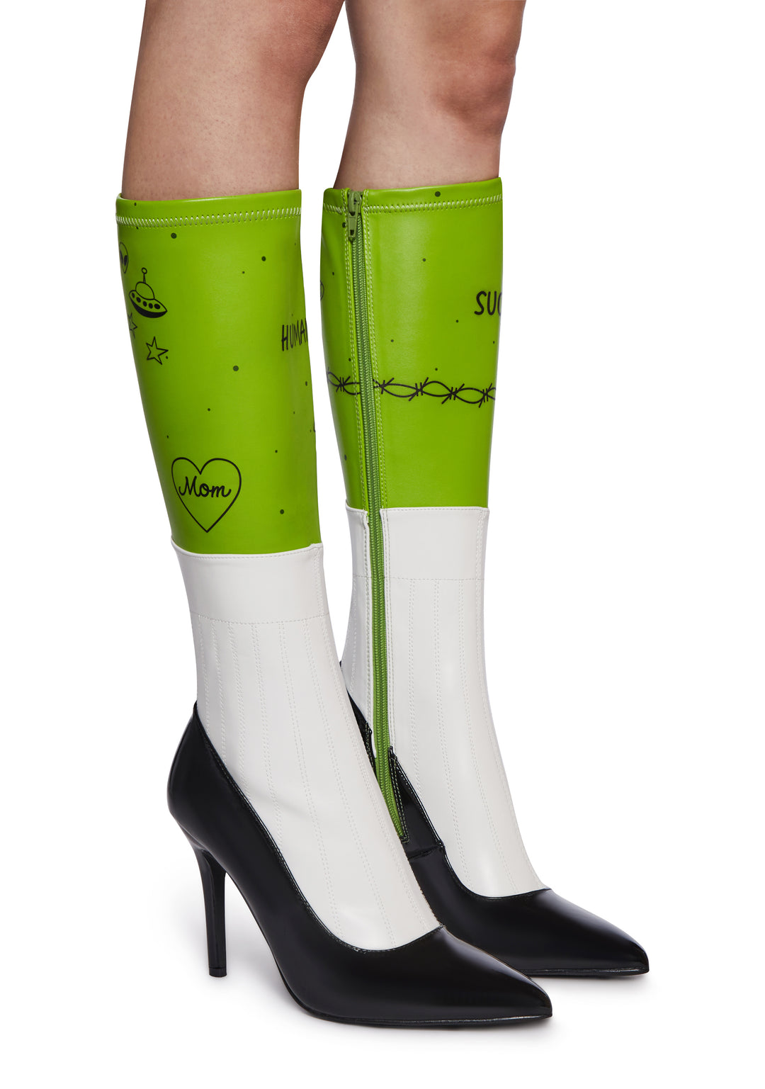 Alien Leg Boot With Graphics Club Exx - Green