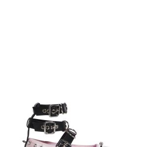 Satin Ballerina Flats With Studded Details And Vegan Leather Buckles Current Mood - Pink