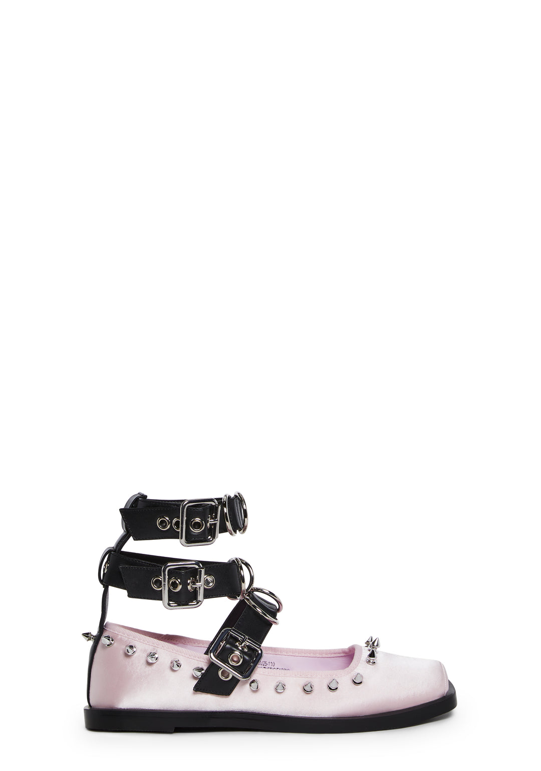 Satin Ballerina Flats With Studded Details And Vegan Leather Buckles Current Mood - Pink