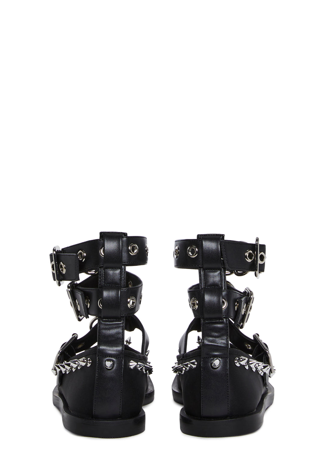 Satin Ballerina Flats With Studded Details And Vegan Leather Buckles Current Mood - Black - Image 4