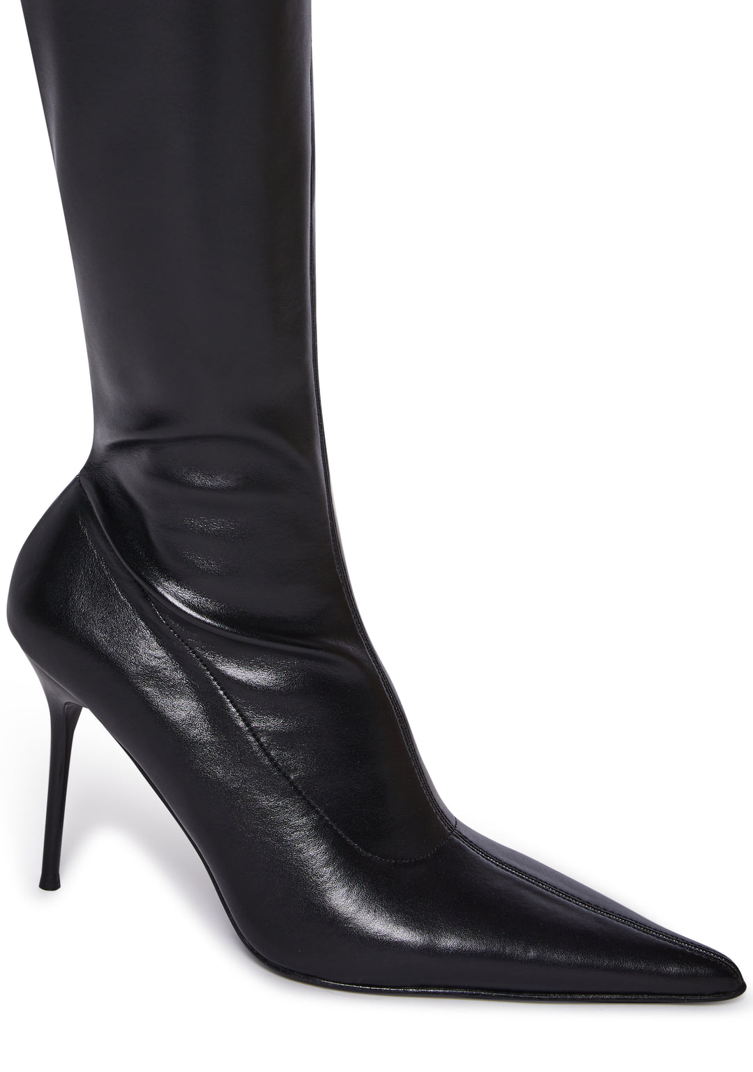 Stretchy Vegan Leather Knee High Boots Generation Kiss - Black - Image 2
