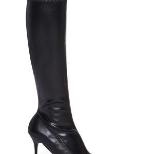 Stretchy Vegan Leather Knee High Boots Generation Kiss - Black