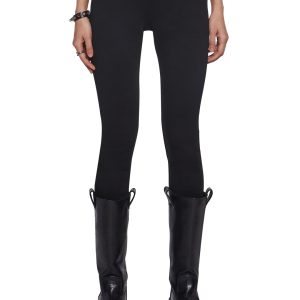 Womens Stretchy Clip On Cut Out Leggings Ambient Darker Wavs - Black