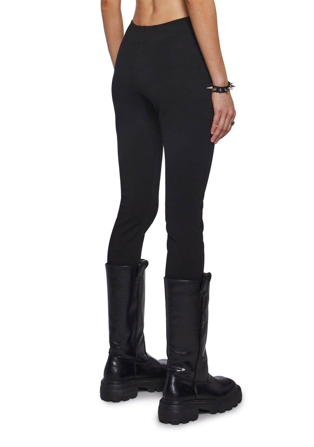 Womens Stretchy Clip On Cut Out Leggings Ambient Darker Wavs - Black - Image 4