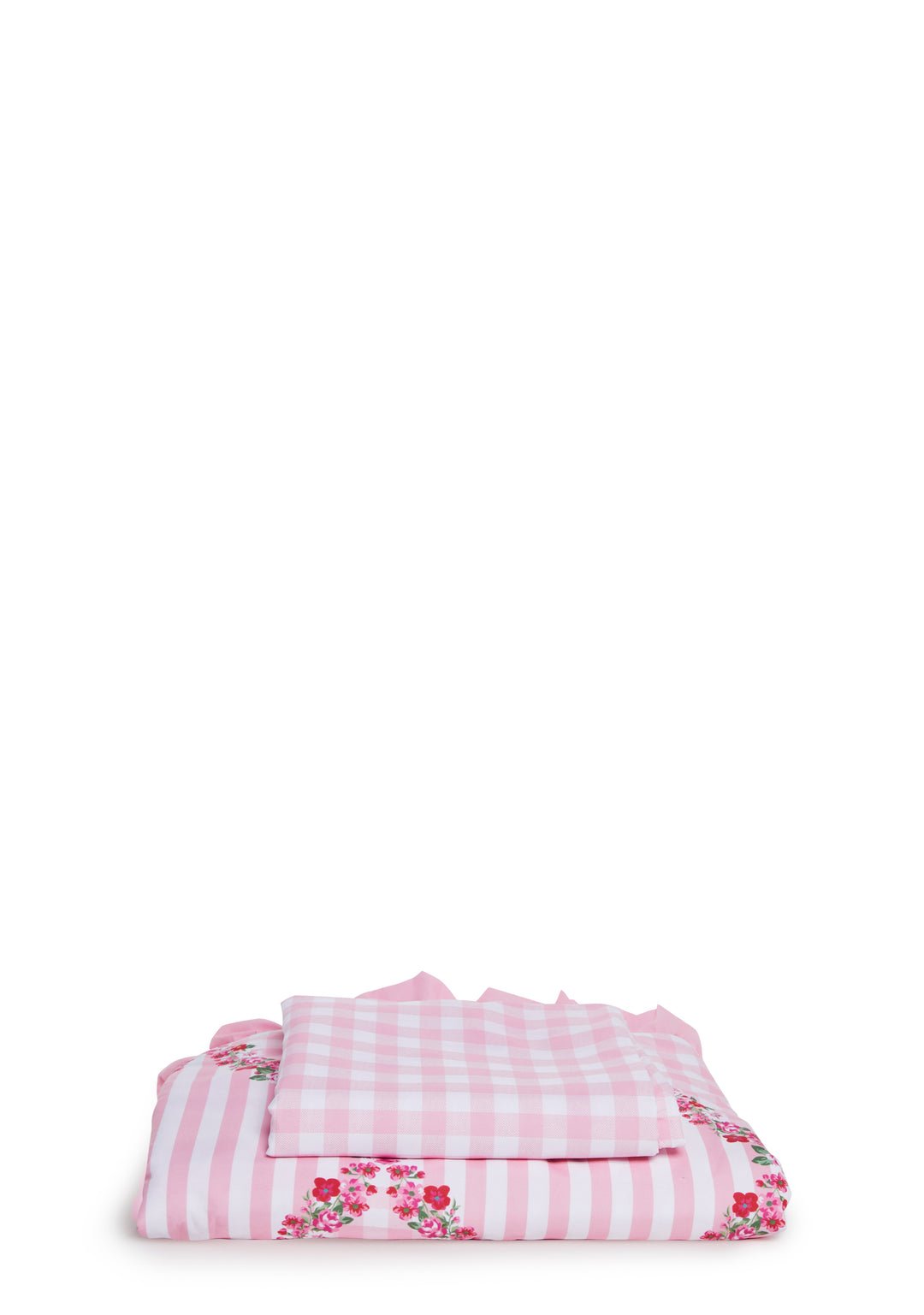 Dolls Home Gingham Floral Print Duvet Set With Pillowcases - Pink - Image 2