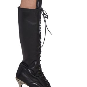 New Rock M-9053-C1 Lace-Up Stiletto Boots - Black