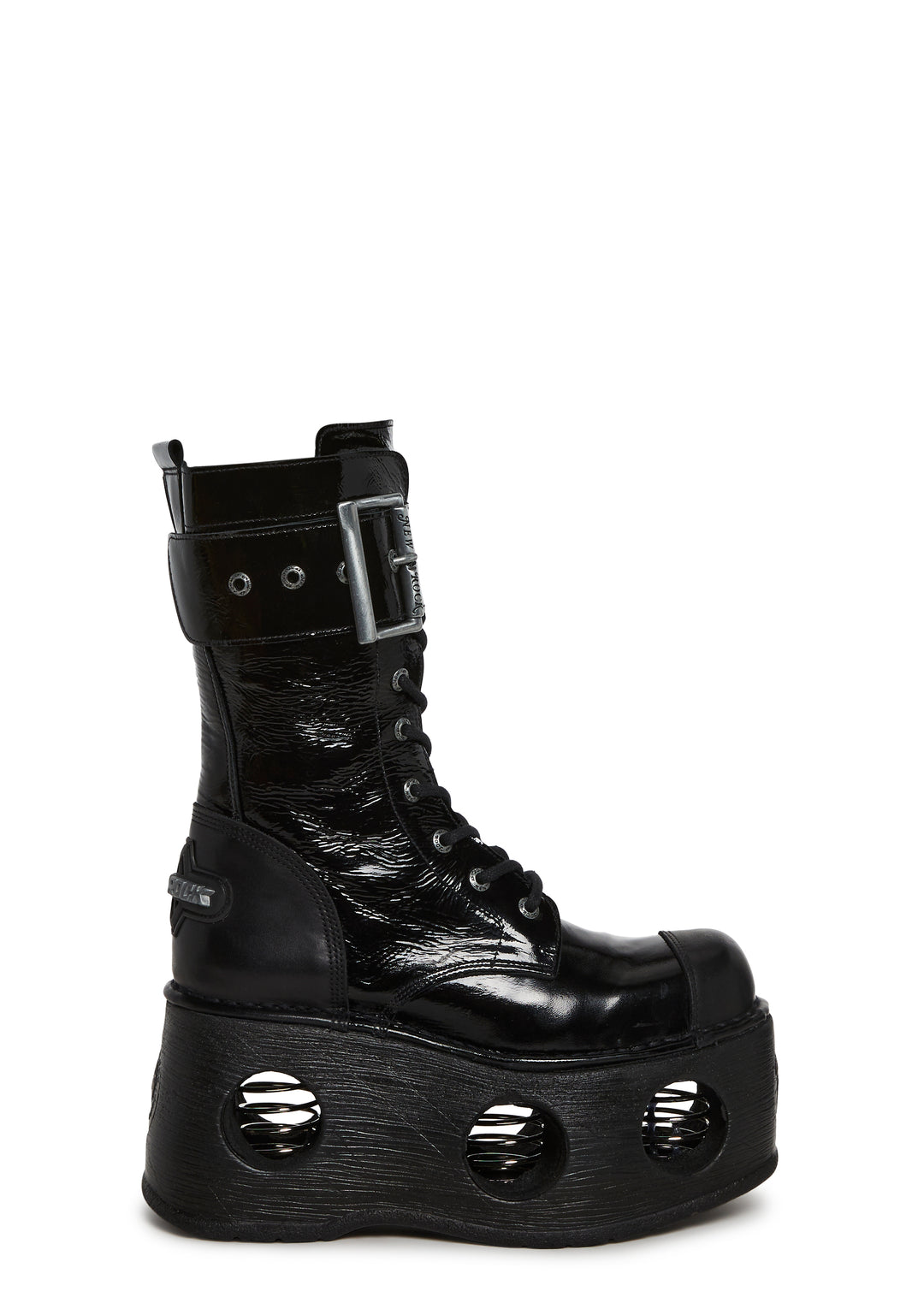 New Rock M-312-S5 Circle Cutout Boots - Black