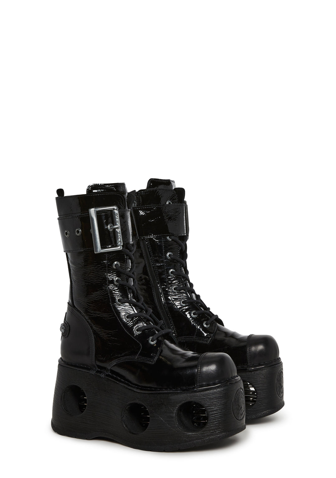 New Rock M-312-S5 Circle Cutout Boots - Black - Image 3