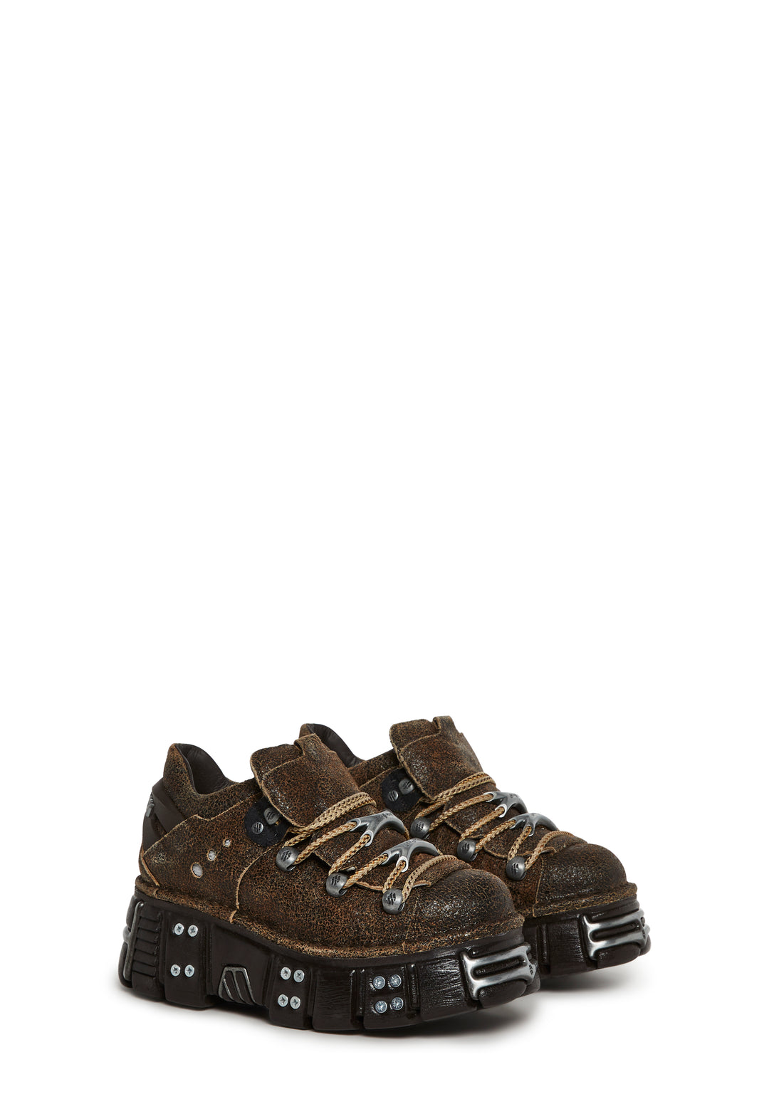 New Rock M-120N-C83 Chunky Oxford Shoes - Brown - Image 3