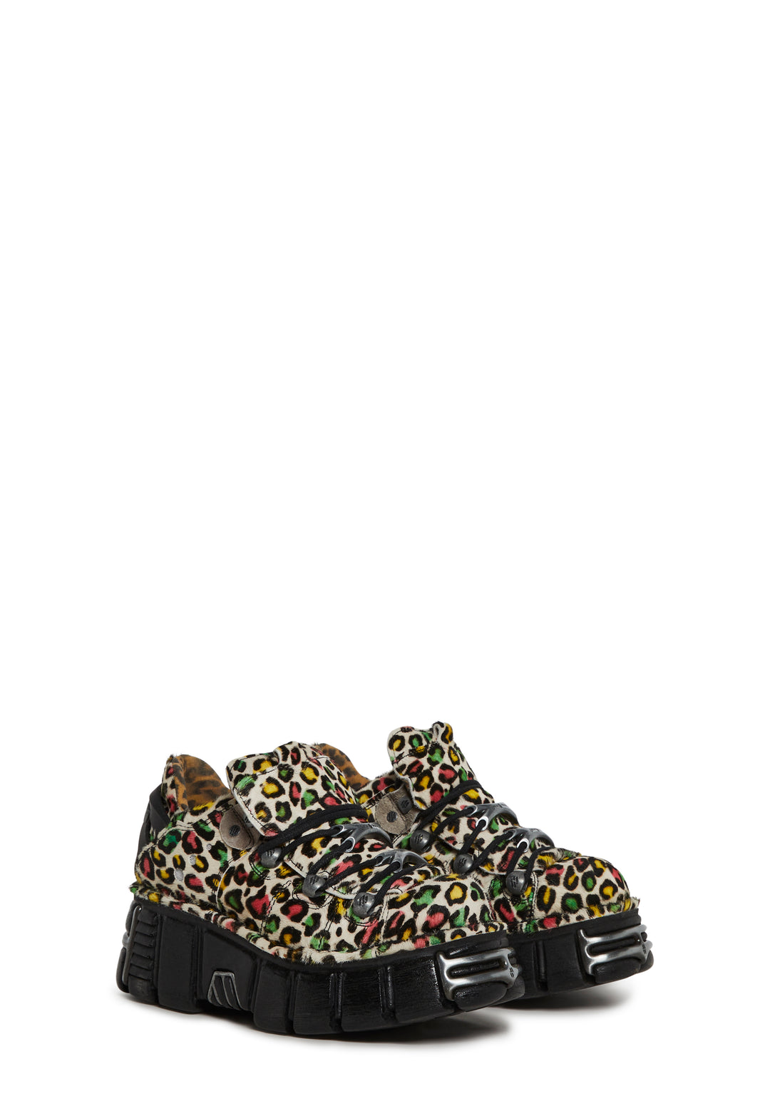 New Rock M-120N-C89 Chunky Leopard Oxford Shoes - Multi - Image 3