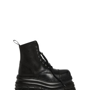 New Rock M-MILI083CCT-C4 Double Stacked Combat Boots - Black