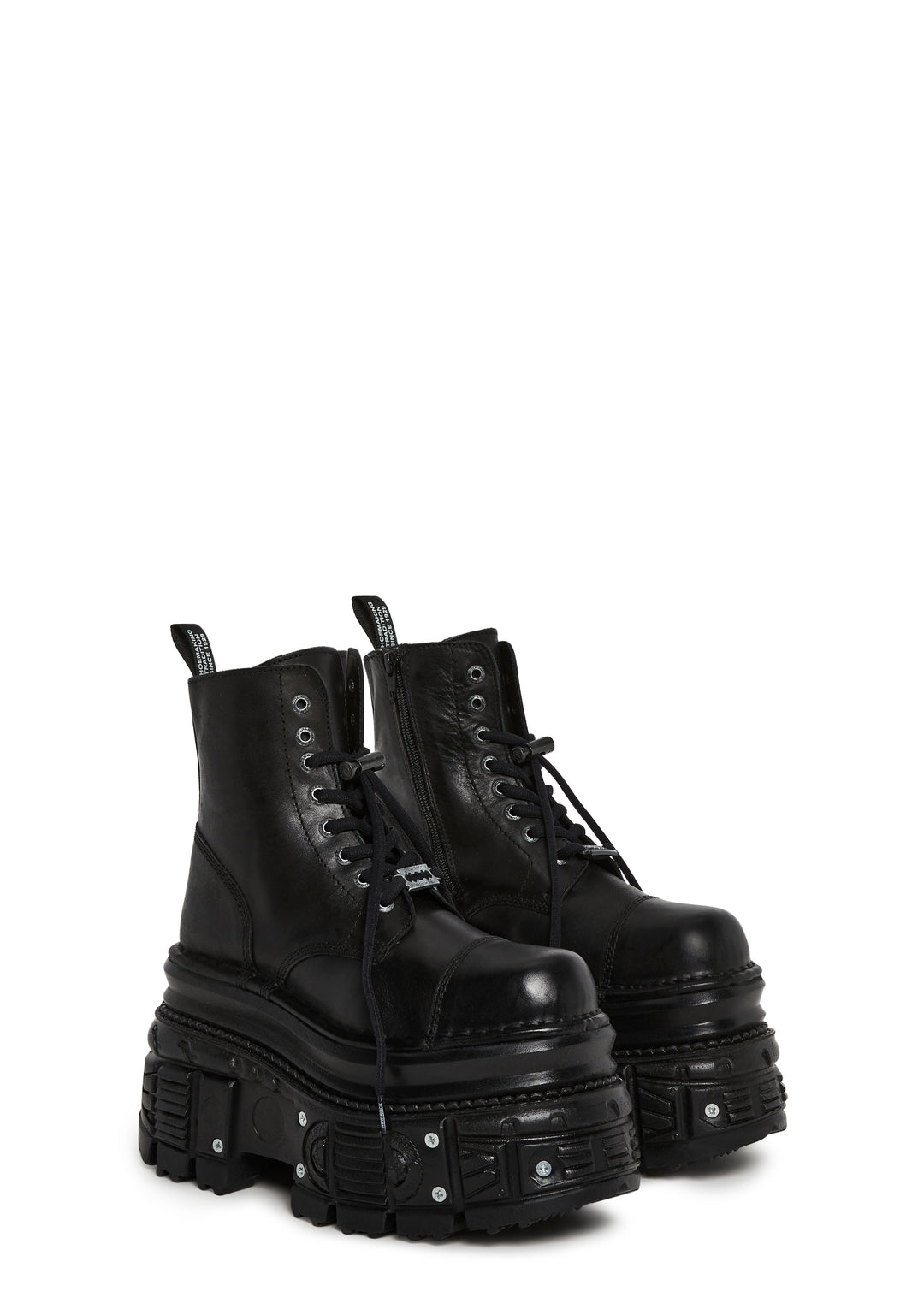 New Rock M-MILI083CCT-C4 Double Stacked Combat Boots - Black - Image 3