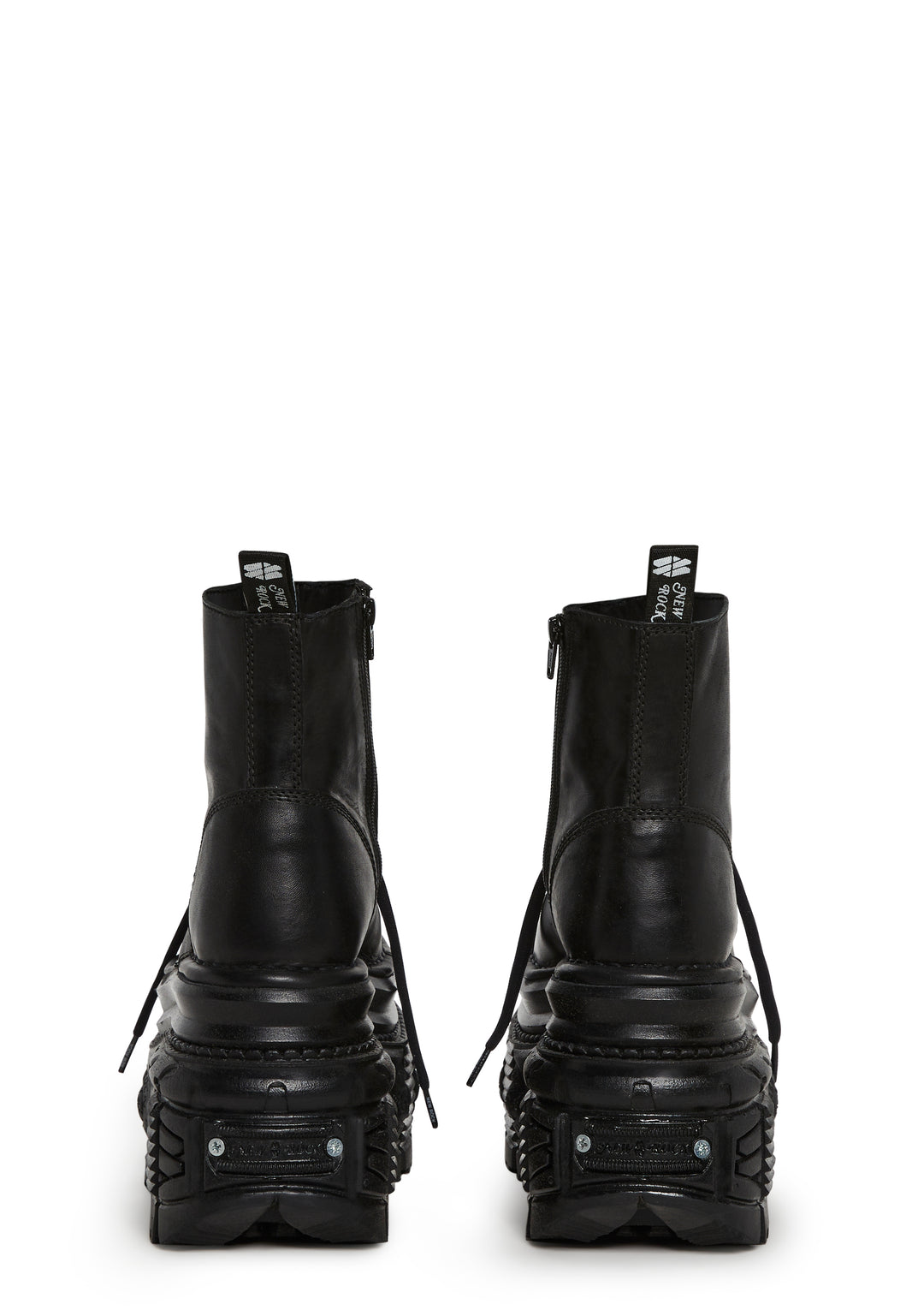 New Rock M-MILI083CCT-C4 Double Stacked Combat Boots - Black - Image 4