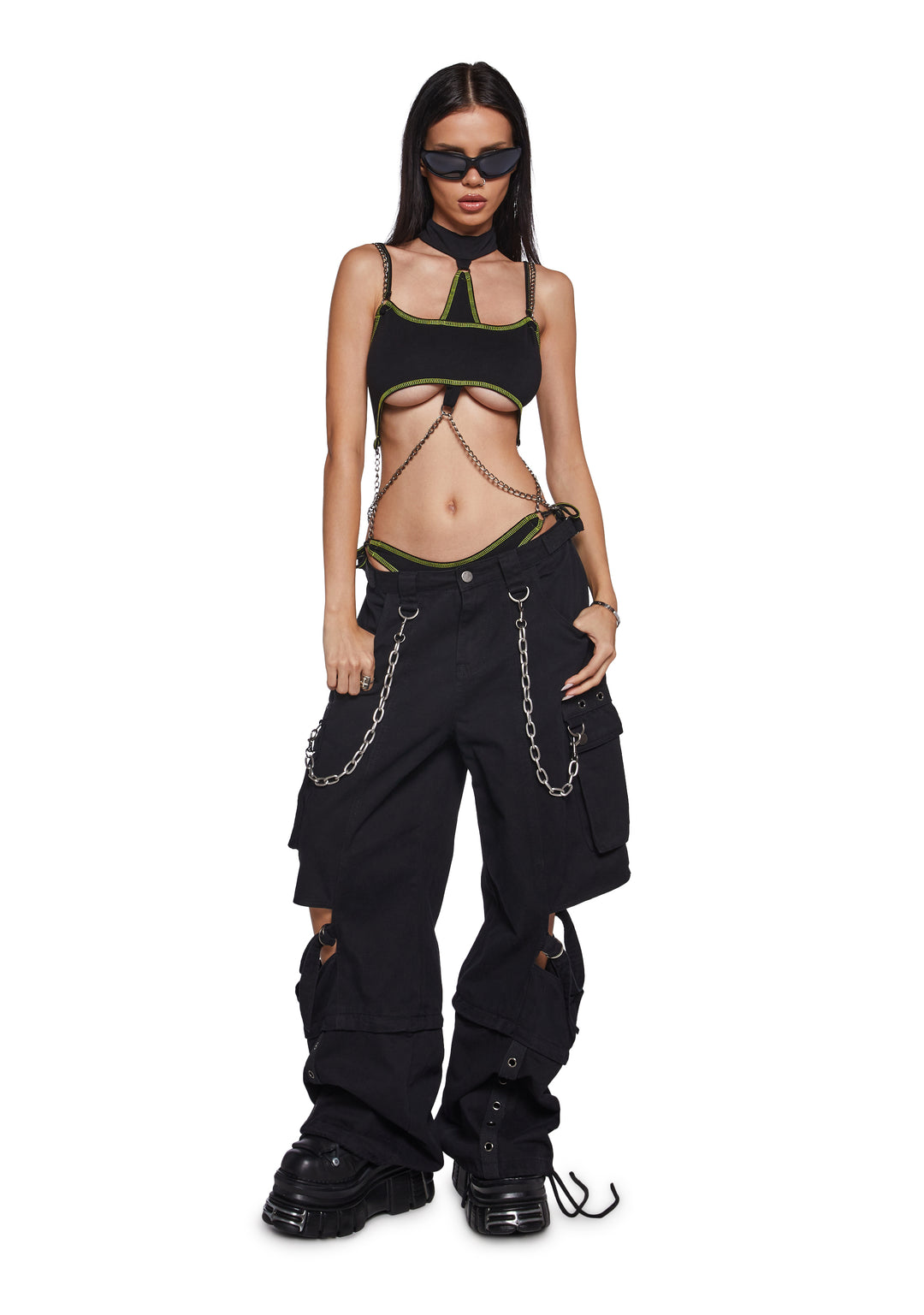 Womens Bodysuit With Chain Details Club Exx - Black - Image 2