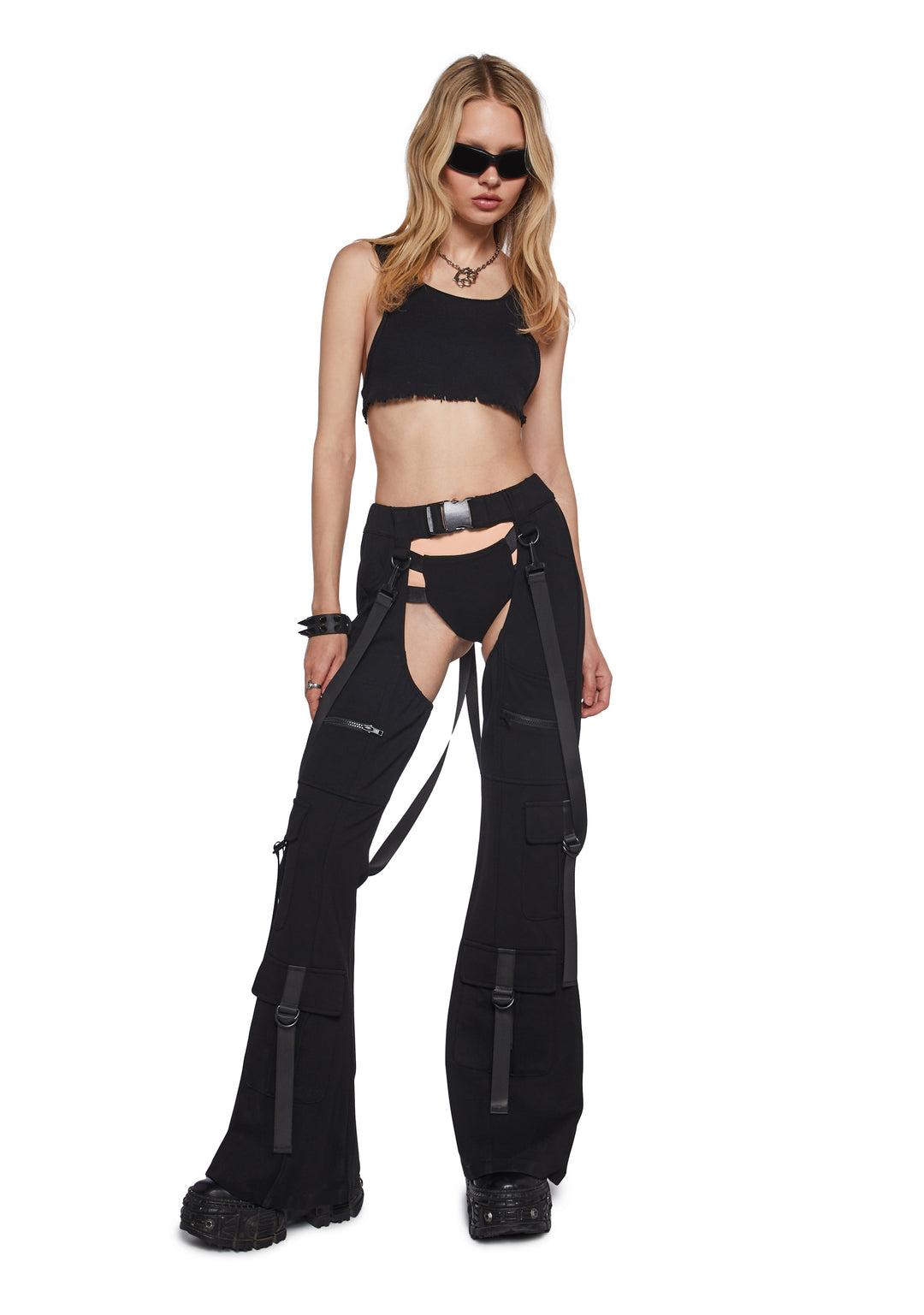 Womens Rave Cargo Chaps With Undies Set Club Exx - Black - Image 2