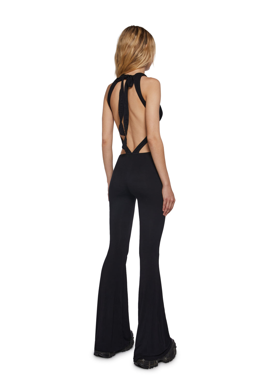 Womens Strappy Criss Cross Jumpsuit Club Exx - Black - Image 4