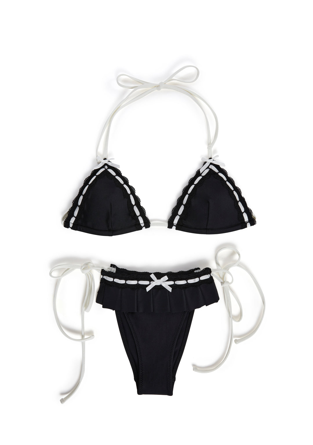 Womens Ribbon Bikini Top And Bottom Set Generation Kiss - Black - Image 7