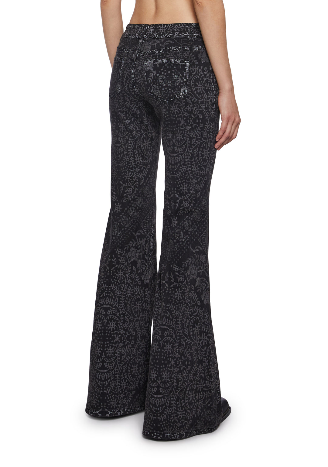 Womens Geo Print Flared Denim Pants Current Mood - Gray - Image 4