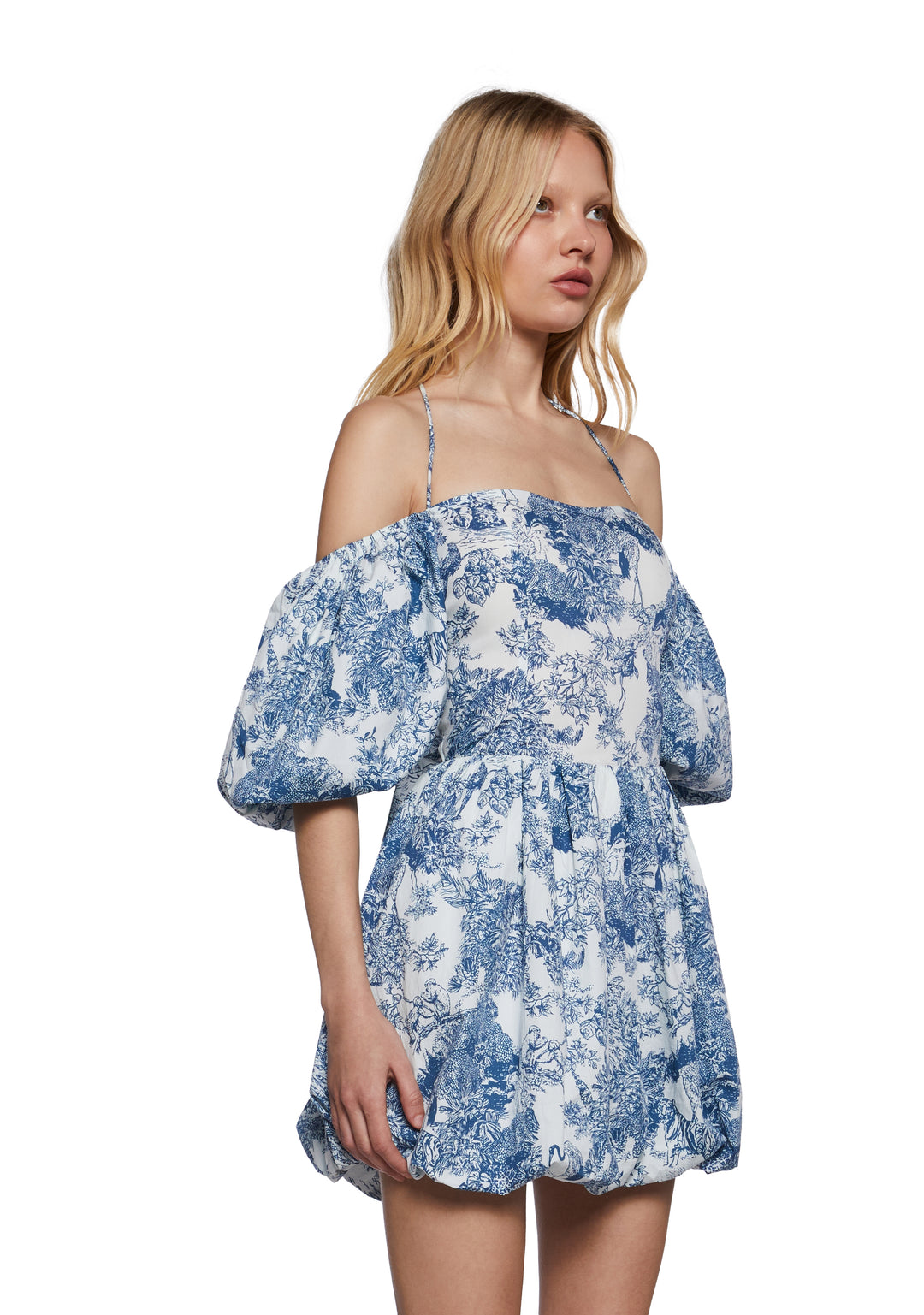 Sugar Thrillz Spring Floral Print Babydoll Mini Dress With Puffy Sleeves Sugar Thrillz - Multi - Image 3