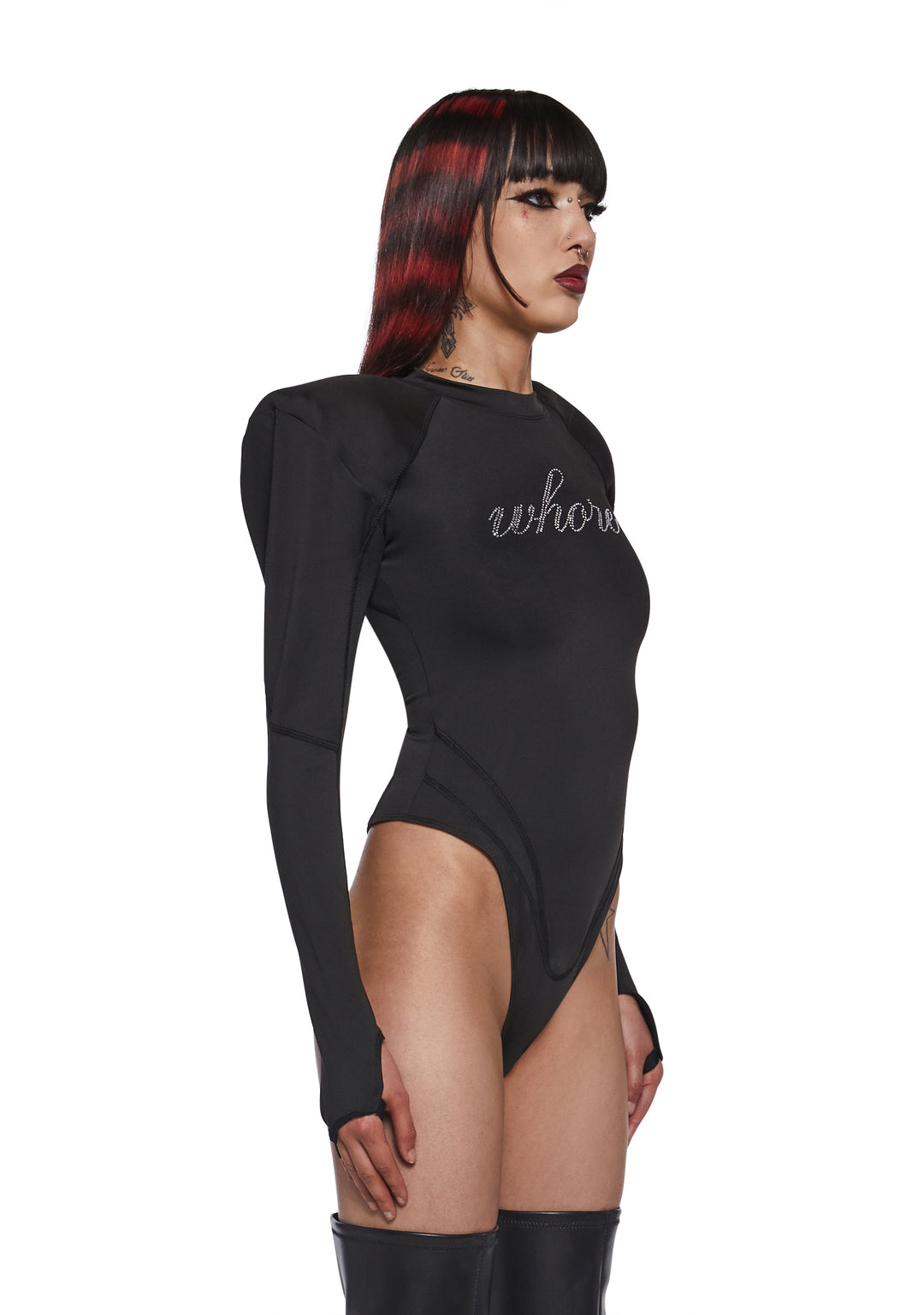 Namilia Crystal Whore Bodysuit Flat Panty - Black - Image 2