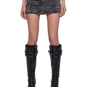 Womens Belted Micro Skirt Generation Kiss - Black