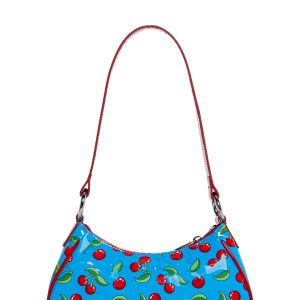 Vinyl Cherry Print Shoulder Bag Current Mood - Blue