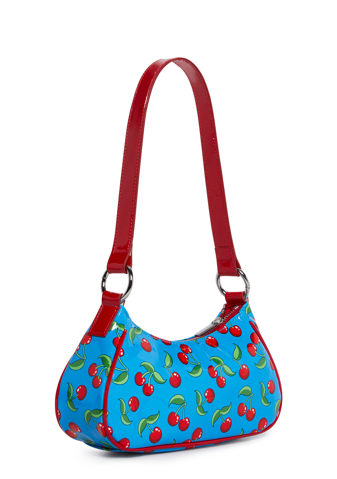 Vinyl Cherry Print Shoulder Bag Current Mood - Blue - Image 3