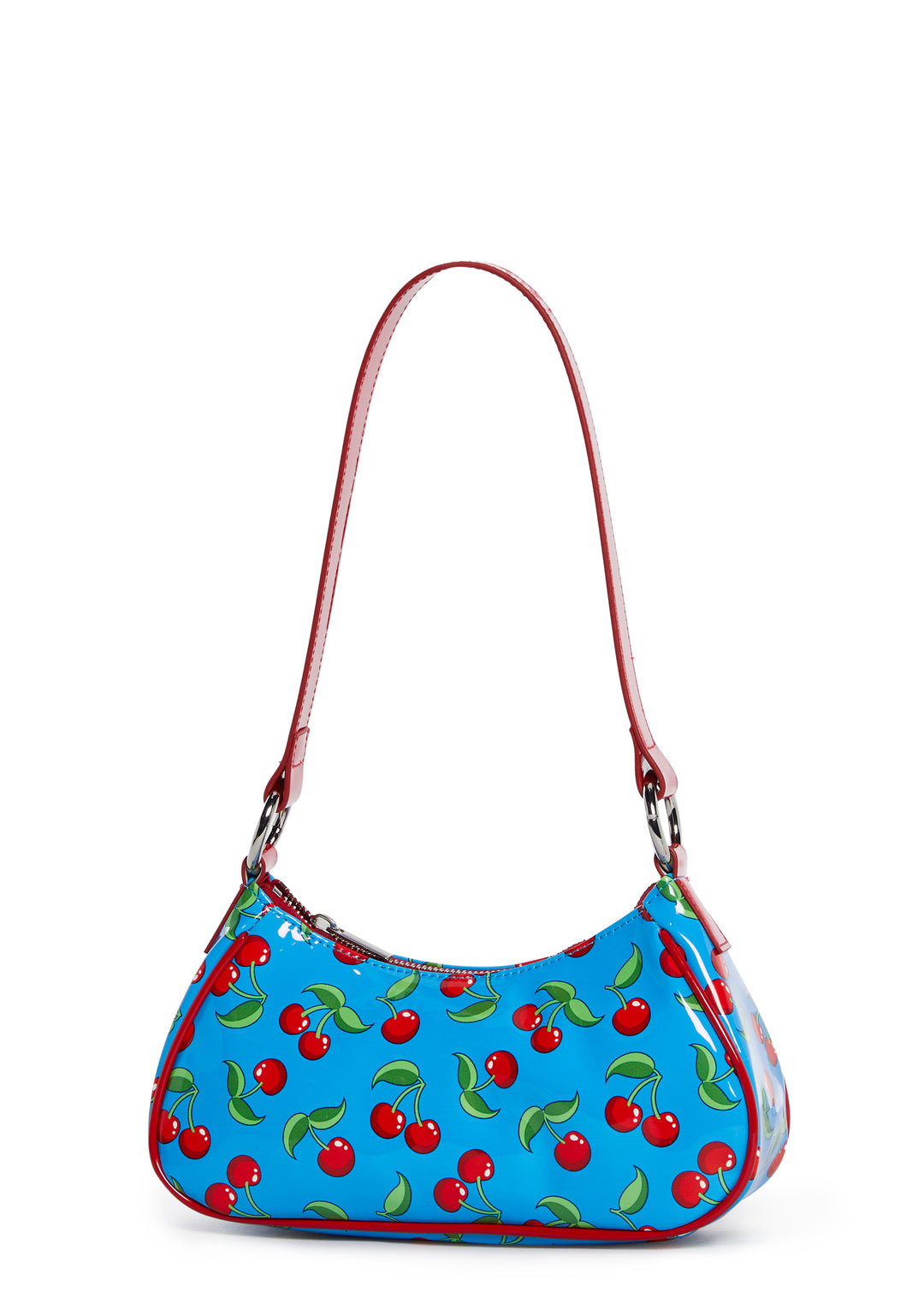 Vinyl Cherry Print Shoulder Bag Current Mood - Blue - Image 4