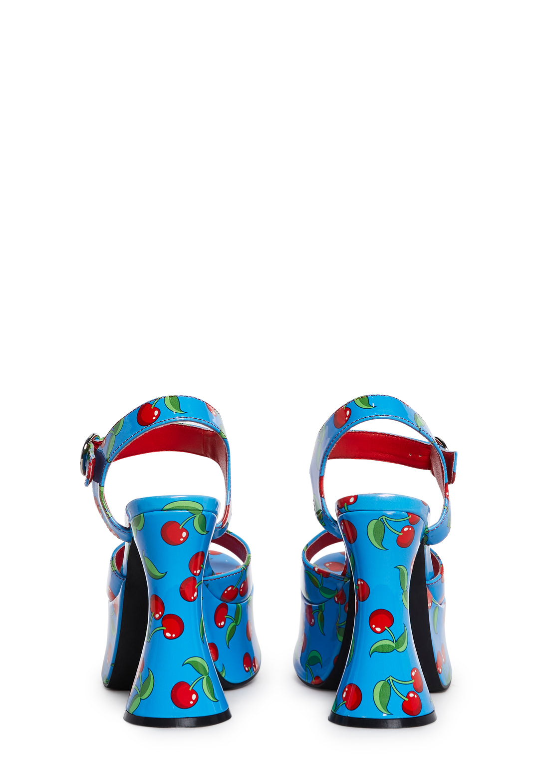 Cherry Print Vinyl Platform Sandals Current Mood - Blue - Image 4