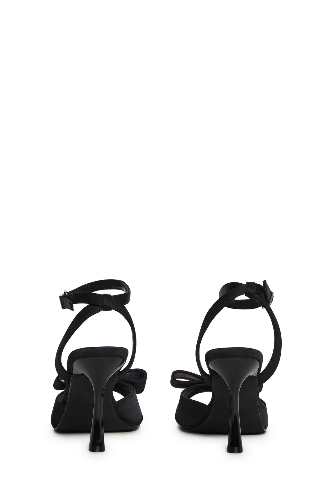 Satin Peep Toe Spiked Bow Heels Sugar Thrillz - Black - Image 4