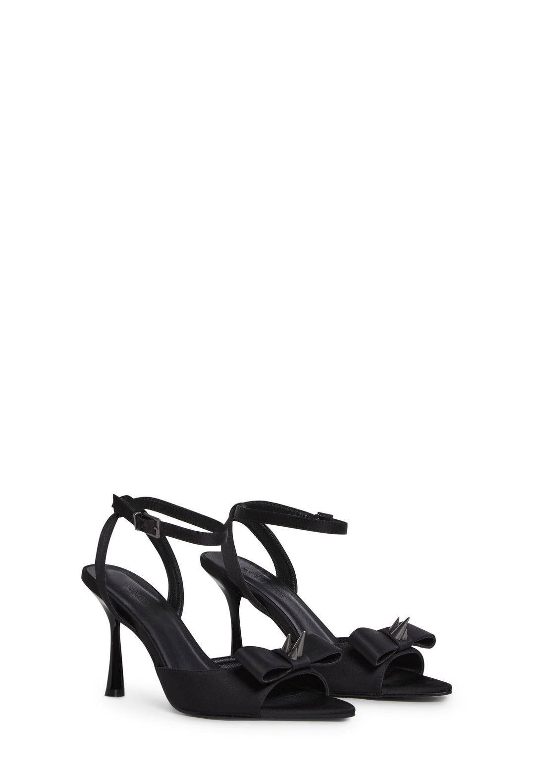 Satin Peep Toe Spiked Bow Heels Sugar Thrillz - Black - Image 3