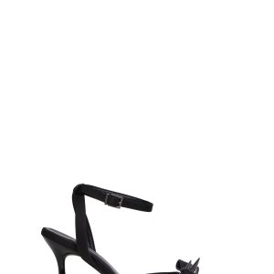 Satin Peep Toe Spiked Bow Heels Sugar Thrillz - Black
