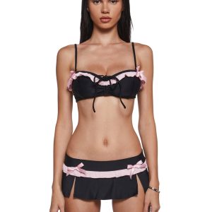 Womens Sexy Removable Top And Bottoms Swim Set Sugar Thrillz - Black