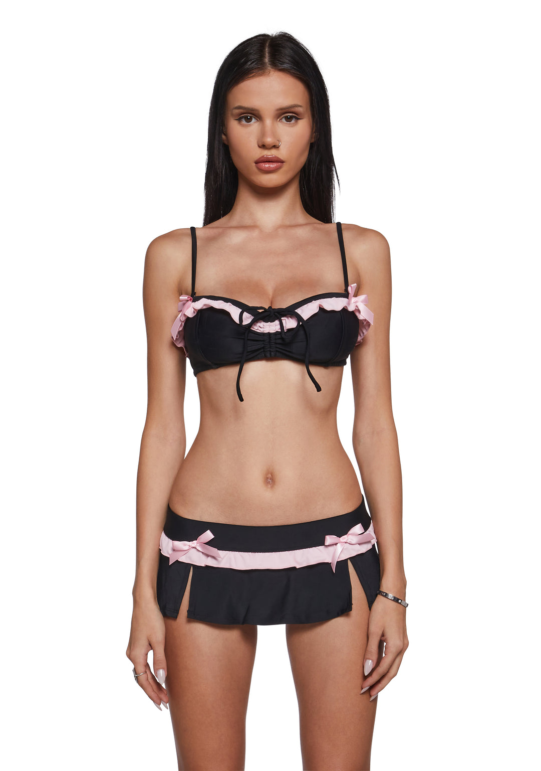 Womens Sexy Removable Top And Bottoms Swim Set Sugar Thrillz - Black