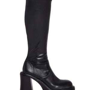 Stretch Knee High Boots With Side Zips Sugar Thrillz - Black