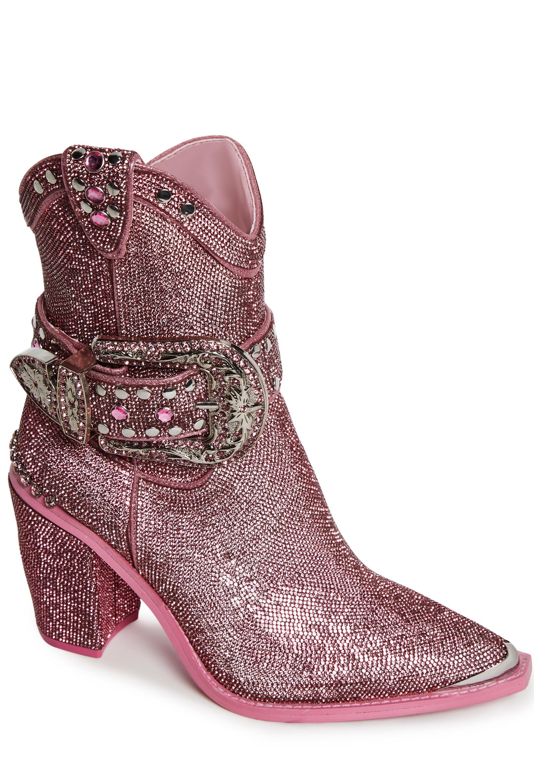 Club Exx Sharp Rhinestone Cowboy Boots - Pink - Image 2