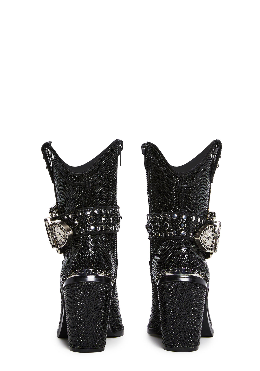 Club Exx Sharp Rhinestone Cowboy Boots - Black - Image 4