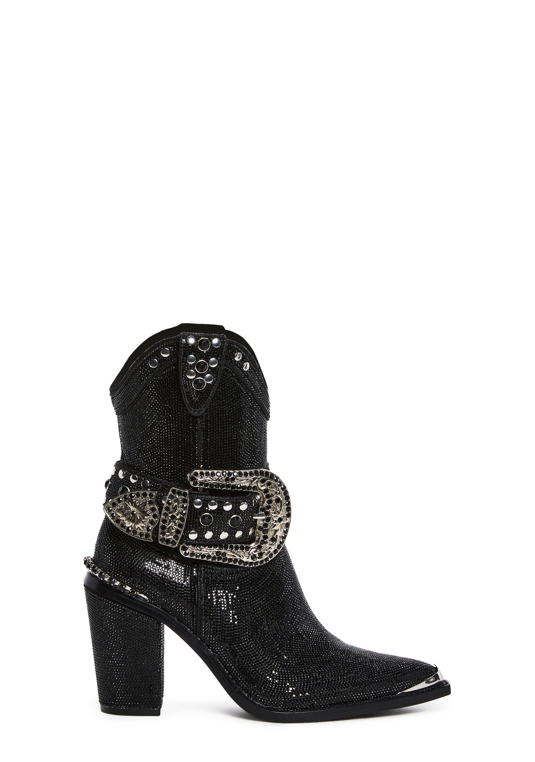 Club Exx Sharp Rhinestone Cowboy Boots - Black