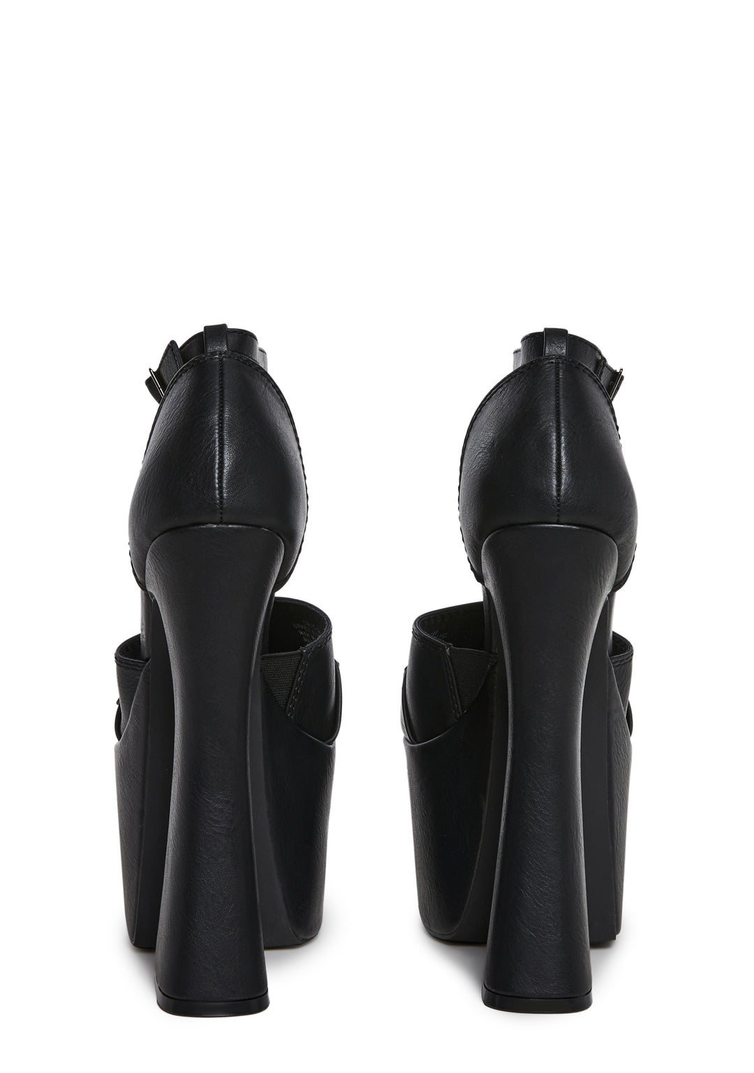 Vegan Leather Platform Sandal Heels With O Ring Hardware Current Mood - Black - Image 4