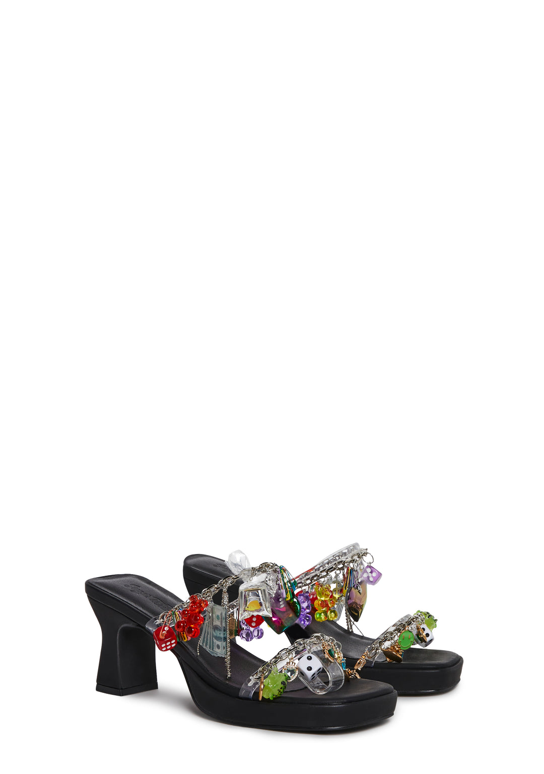 Womens Charm Bracelet Sandals Sugar Thrillz - Black