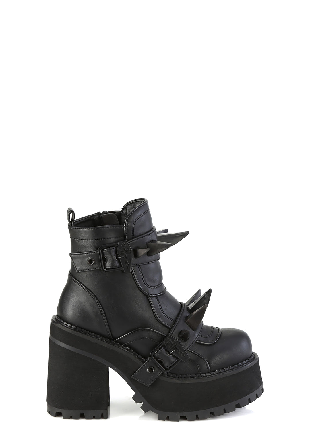Demonia Assault-72 Spiked Ankle Boots - Black